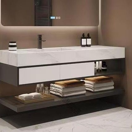 Waterproof Bathroom Cabinet Vanity with Customized Color Artificial Quartz Stone Sink