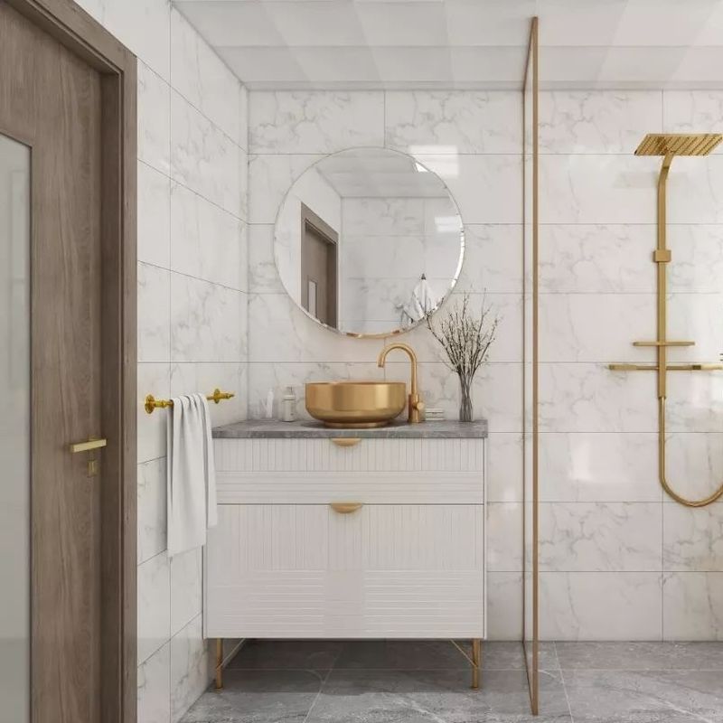 Waterproof Bathroom Cabinet Vanity with Customized Color Artificial Quartz Stone Sink