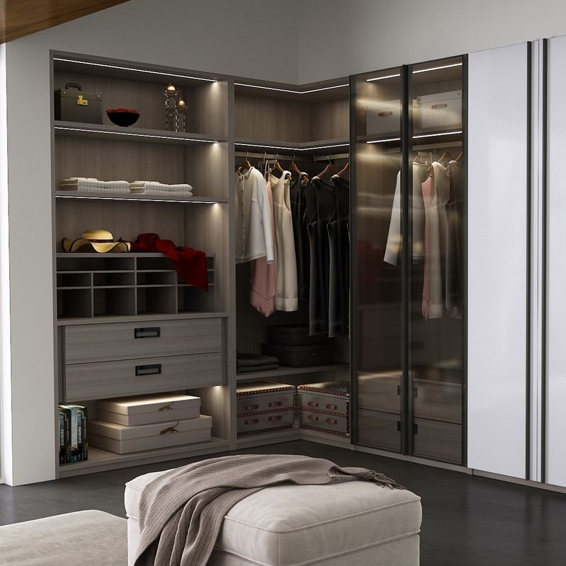 Mail Packing N Wooden Bedroom Dressing Table with 8 Sliding Door Aluminium Wardrobe