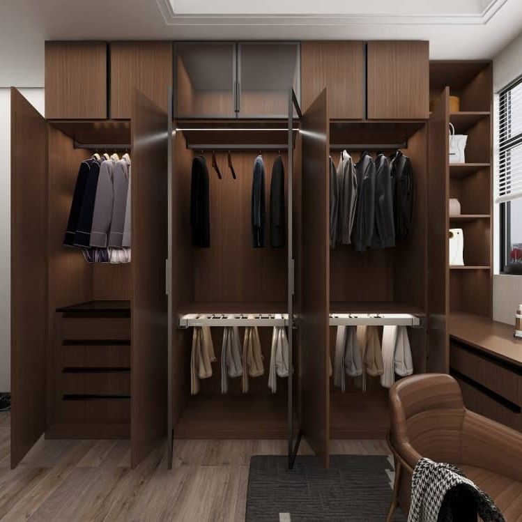 Mail Packing N Wooden Bedroom Dressing Table with 8 Sliding Door Aluminium Wardrobe