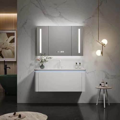 Apartment Vanity Set with Sink Modern 30 Inch Custom Wash Basin and Floating Cabinet