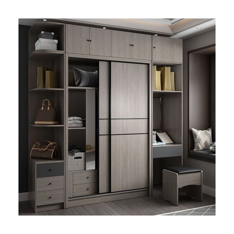 YALIG Customized Italian Open Automatic Sliding Door Walk in Closet Wardrobe for Bedroom