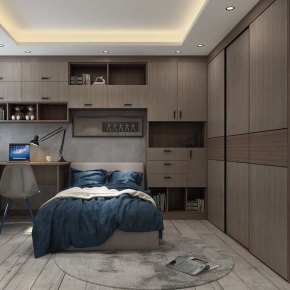 YALIG Customized Italian Open Automatic Sliding Door Walk in Closet Wardrobe for Bedroom