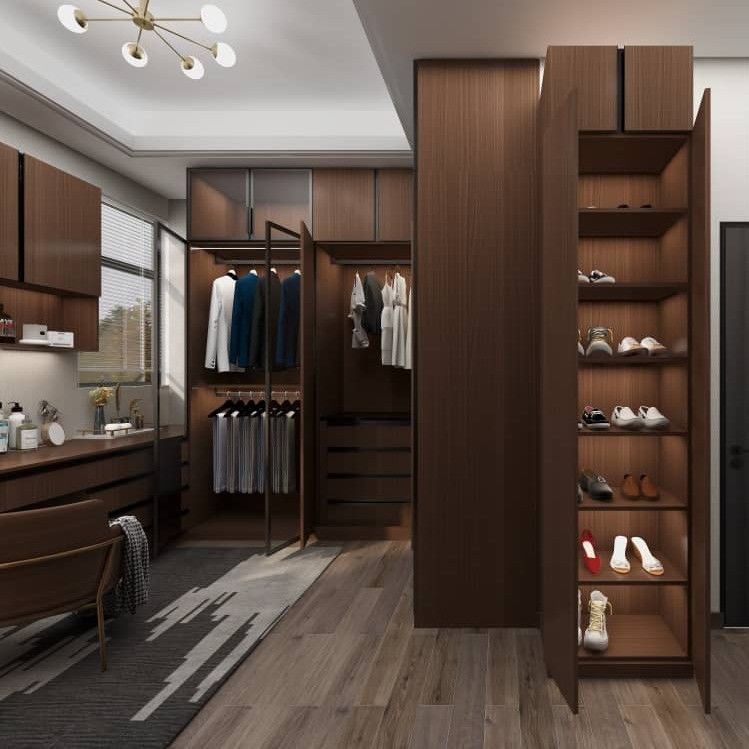 Modern Wood Melamine Bedroom Cabinets Walk in Closet System for Luxury Living Spaces