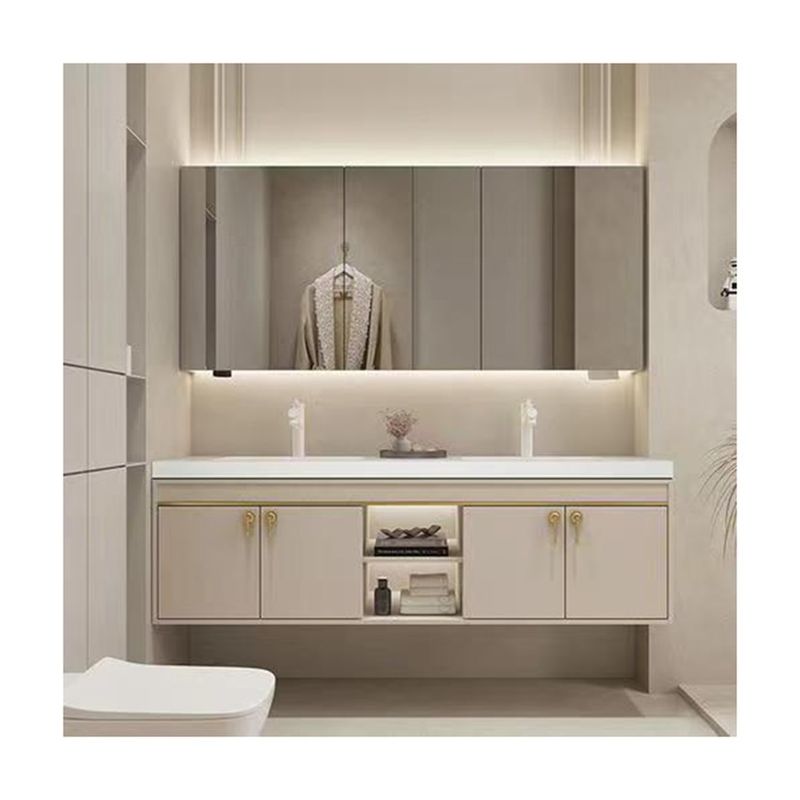 Modern Bath Set Organizer with 30 Inch Floating Vanity Cabinet and Handle-Free Design