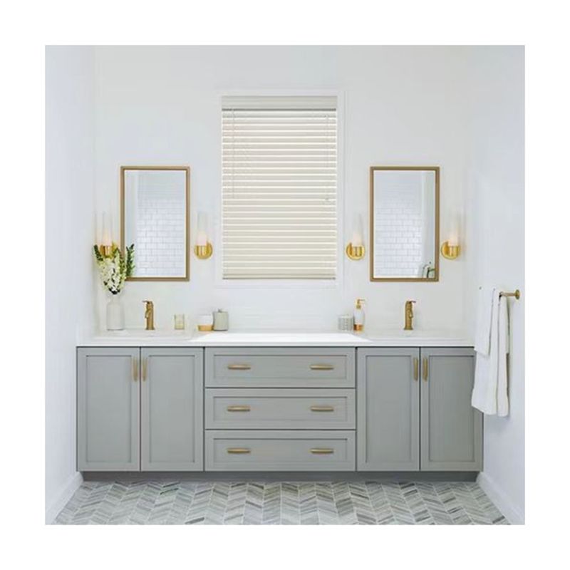 Rectangle Vanity YALIG Custom Luxury Quartz Counter Top Set for Modern Bathroom Design