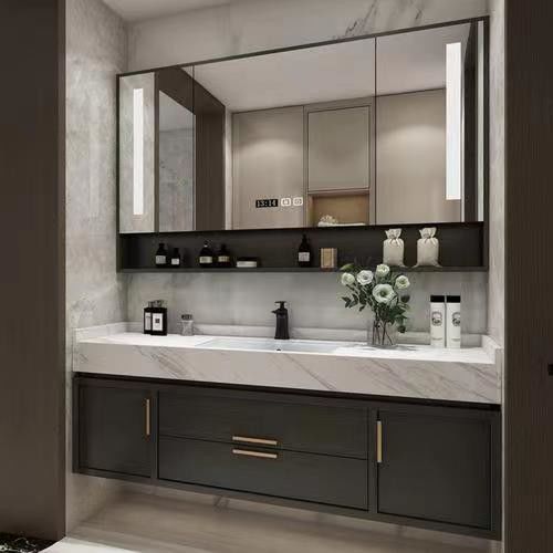 Rectangle Vanity YALIG Custom Luxury Quartz Counter Top Set for Modern Bathroom Design