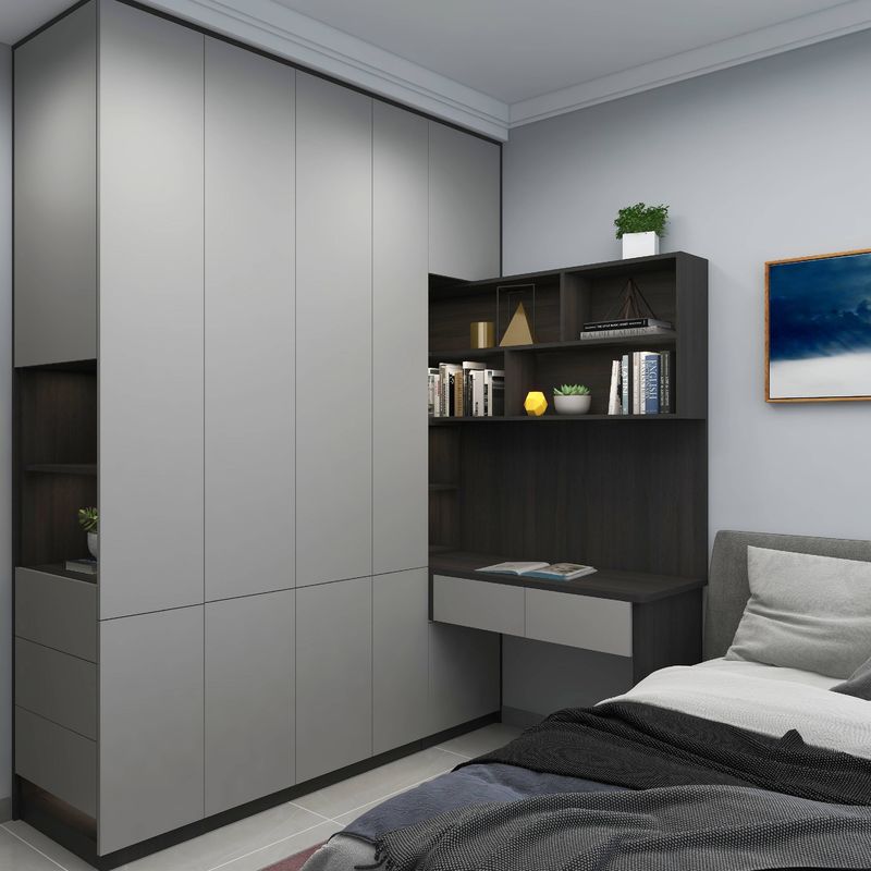 Contemporary Design Style Luxury Gray U Shaped MDF Walk in Closet Wardrobes NO Folded