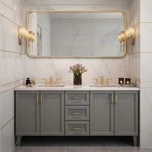 Upgrade Your Bathroom with YALIG Custom Gold Double Sink Vanity Combo and Wall Mount