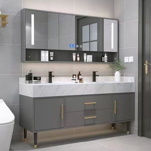 Upgrade Your Bathroom with YALIG Custom Gold Double Sink Vanity Combo and Wall Mount