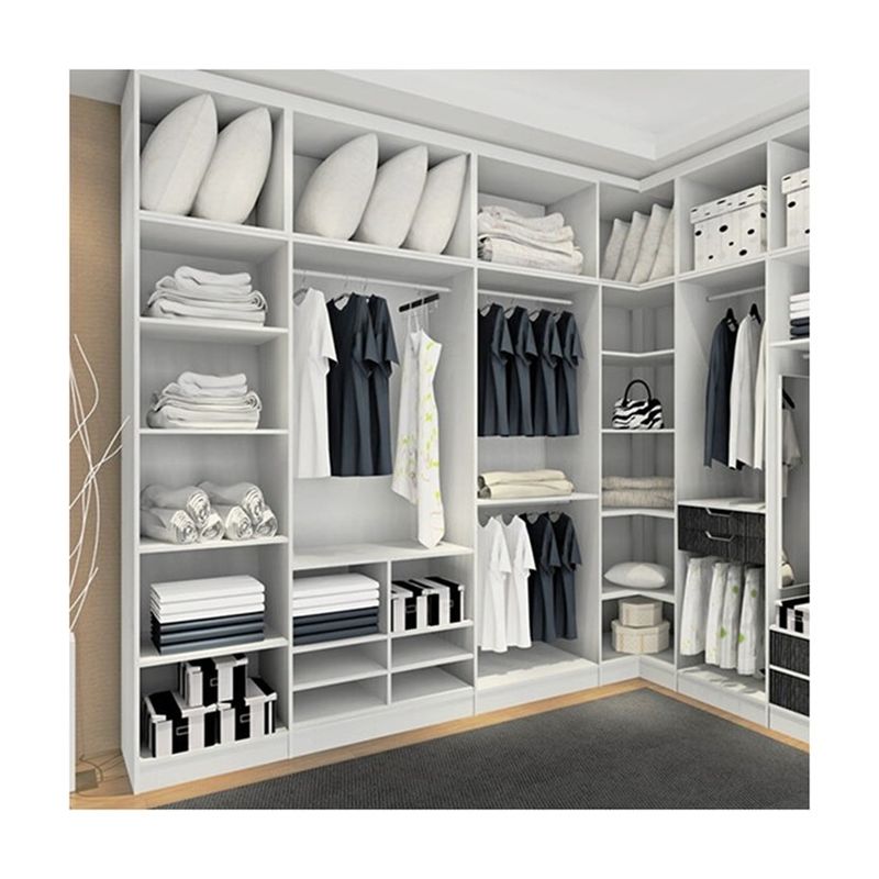Bedroom Furniture Modern Small L Shape Walk in Closet Wardrobe for Bedroom Solution