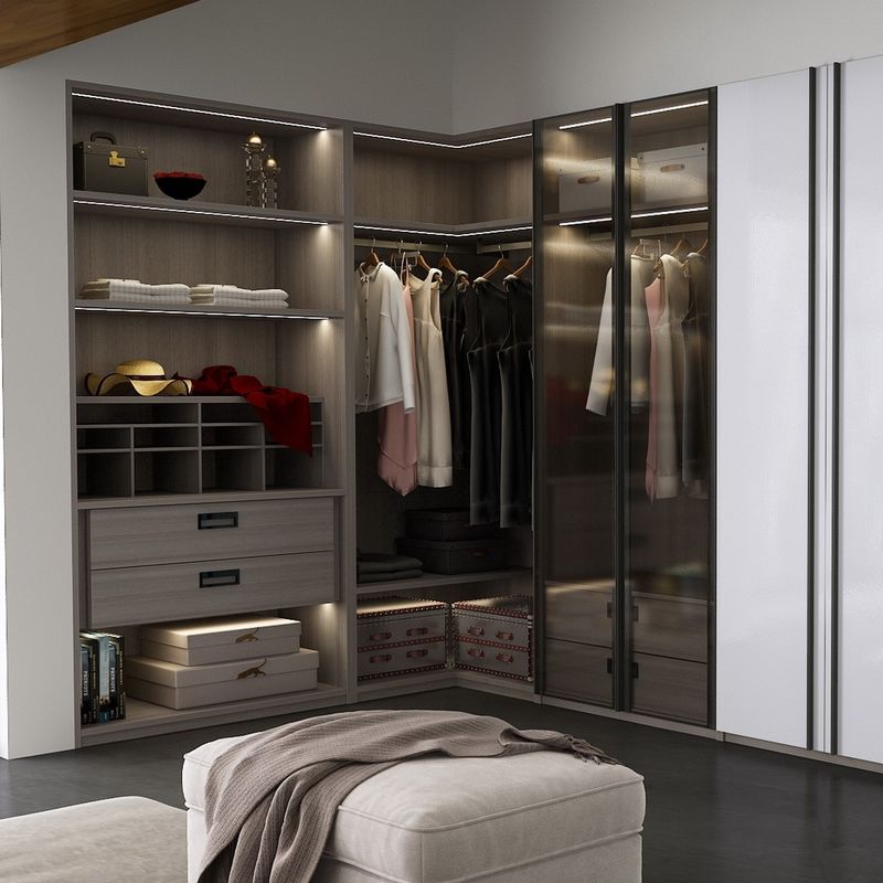Bedroom Furniture Modern Small L Shape Walk in Closet Wardrobe for Bedroom Solution