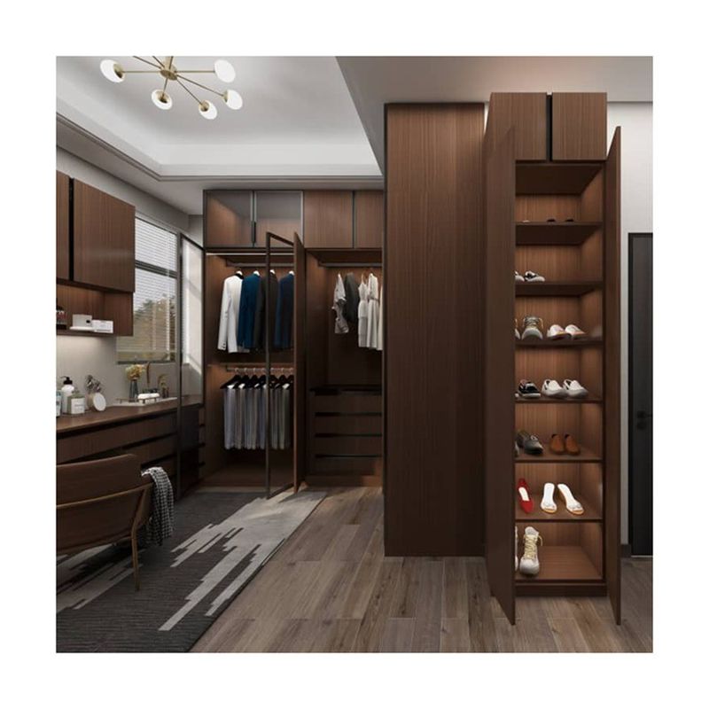 Modern Style Villa Bedroom Wooden Dressing Table with 8 Sliding Doors and Mirror Design