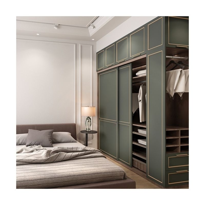 YALIG Hotel Furniture Modern Wooden Sliding Door Wardrobe for Built-in Closet System