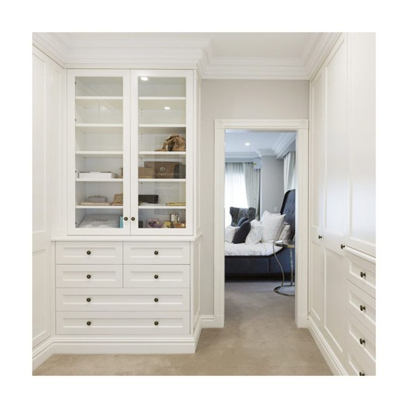 YALIG Transparency Door and White Sunmica Designs for Wooden Wardrobe in Bedroom Sets
