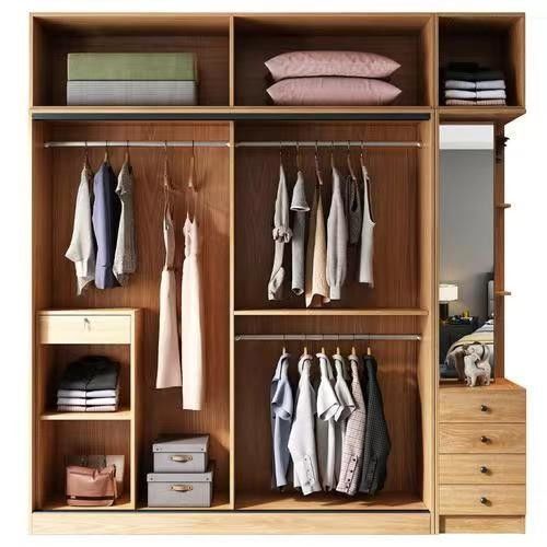 DIY Glass Mirror Wooden Bedroom Wardrobe in Modern Style for Bedroom Requirements
