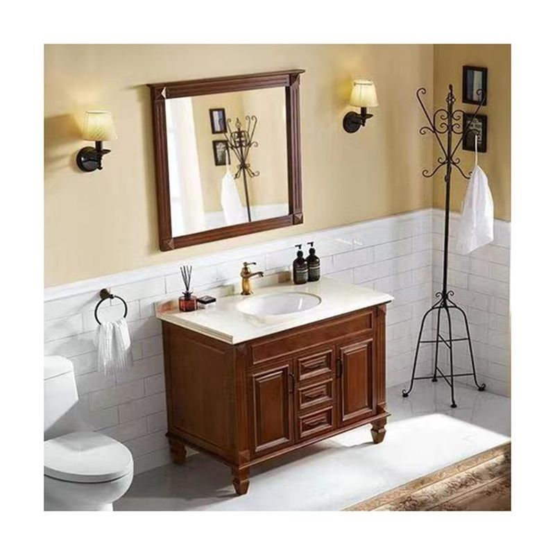 Solid Wood Cabinet Vanity for Small Toilets Includes Mirror and Countertop from YALIG