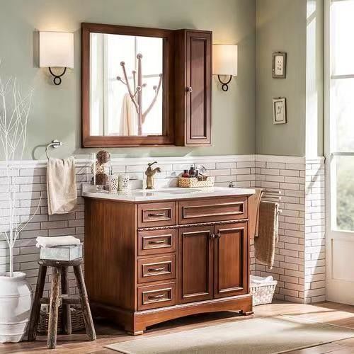 Solid Wood Cabinet Vanity for Small Toilets Includes Mirror and Countertop from YALIG