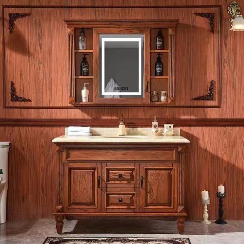 Solid Wood Cabinet Vanity for Small Toilets Includes Mirror and Countertop from YALIG