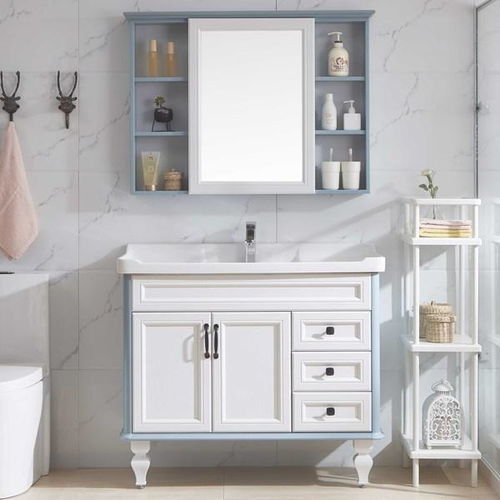 YALIG Customized Counter Wash Basin Wooden White Cabinet Bathroom Vanity Cabinets with Silver Mirror