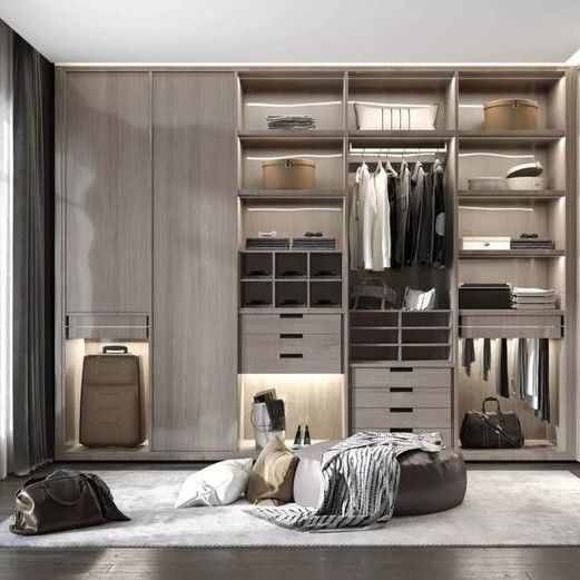 Organize Your Bedroom in Style with a Contemporary Wooden Walk-in Closet Wardrobe