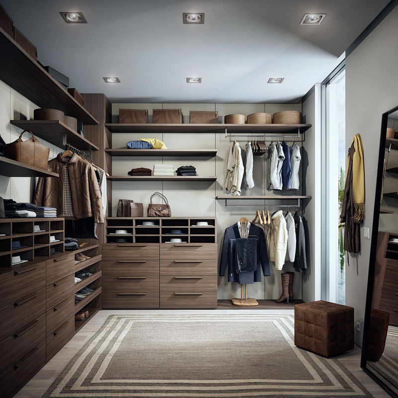Large Wooden Walk in Built-in Wardrobe for Modern Apartment 2D/3D and High End Design