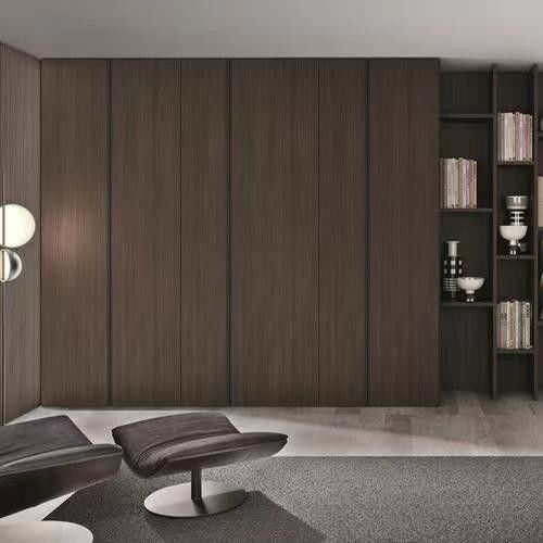 Minimal Maintenance Modern Wood Color Melamine Swing Door Bedroom Wardrobe for Villa