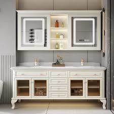 YALIG Cabinet Shaker Fluted Panel Quartz Countertop Bathroom Vanity for 38-46 in Width