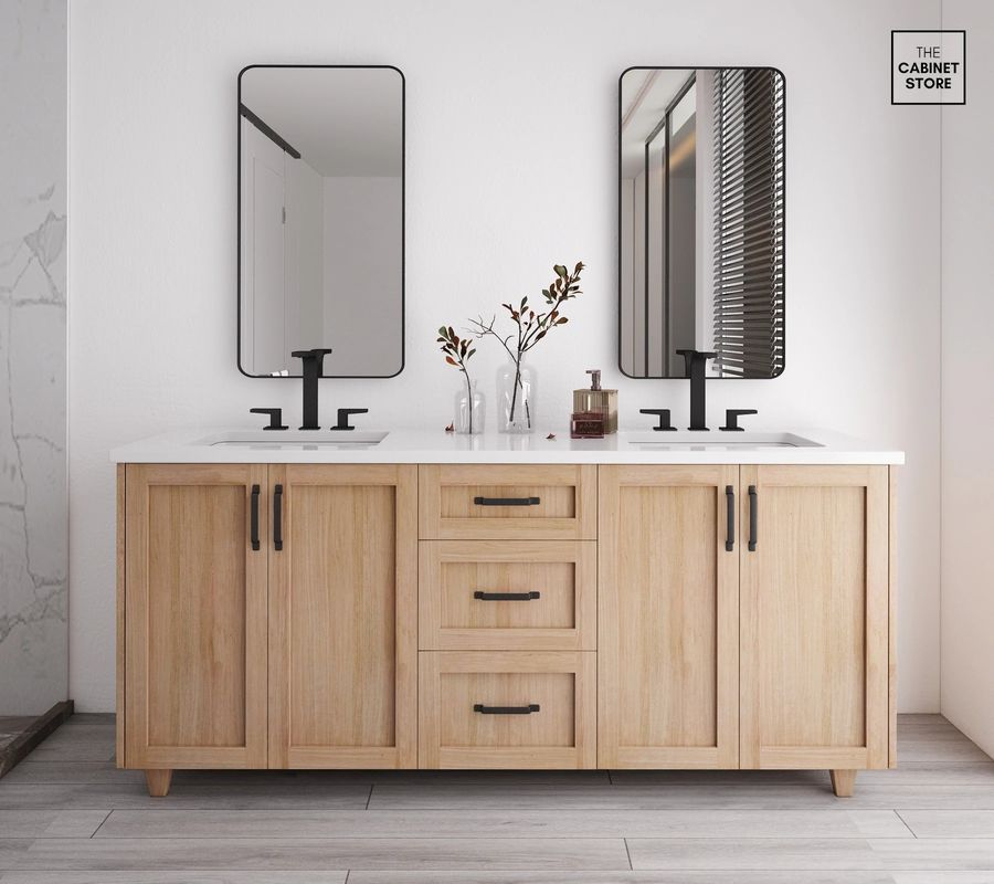 YALIG Cabinet Shaker Fluted Panel Quartz Countertop Bathroom Vanity for 38-46 in Width