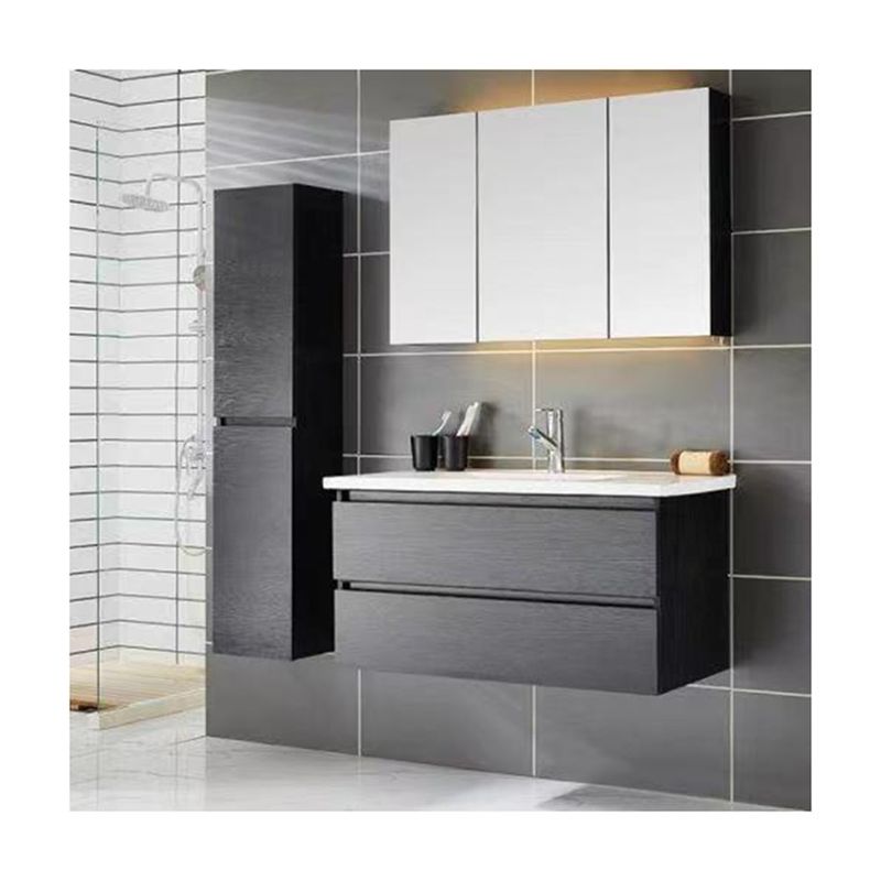 Minimalist Modern Rectangle YALIG Bathroom Vanity with Pure Color and Included Mirror