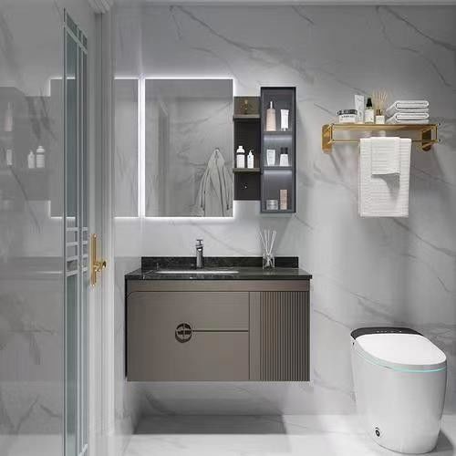 Minimalist Modern Rectangle YALIG Bathroom Vanity with Pure Color and Included Mirror