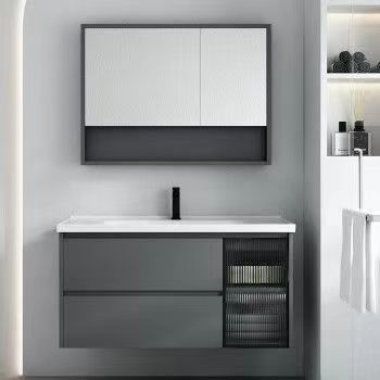 Minimalist Modern Rectangle YALIG Bathroom Vanity with Pure Color and Included Mirror