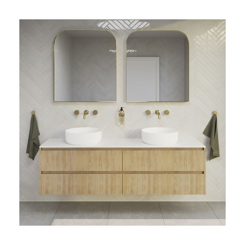 38-46 in Width YALIG Frame-Less Melamine Cabinet With Mirror Lamp Undermount Marble Counter
