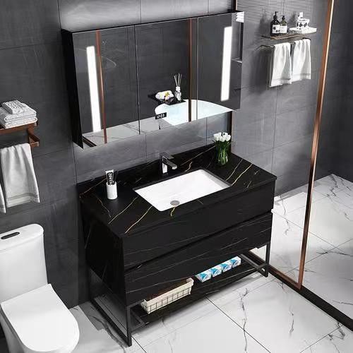 YALIG Plywood Bathroom Cabinet Vanity Set with Double Sink and Ground Vanity God Handle