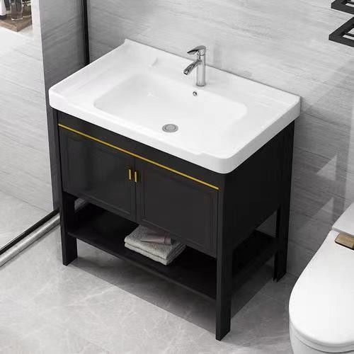 YALIG Plywood Bathroom Cabinet Vanity Set with Double Sink and Ground Vanity God Handle