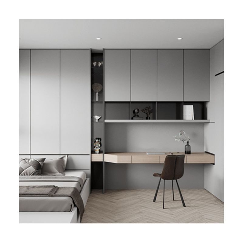 Storage Solution YALIG Modern Style Sliding Swing Door Closet Wardrobe with Book Shelf
