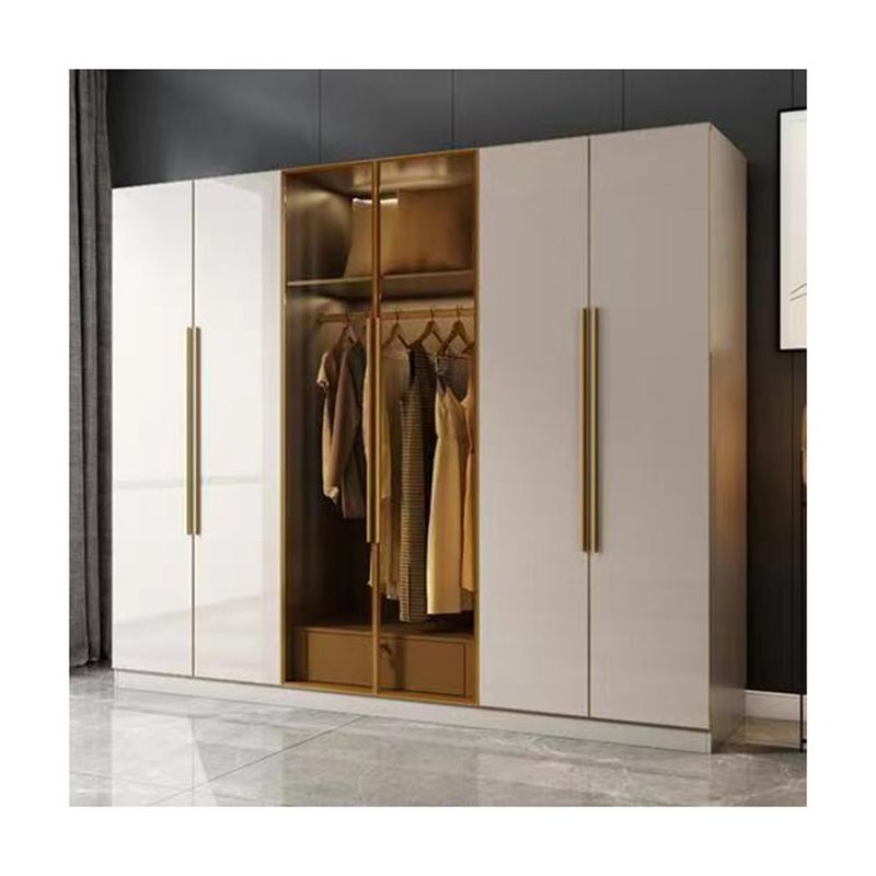 YALIG Wooden Wardrobe with Matte Lacquer Painted Finish and Glass Door Bedroom Furniture