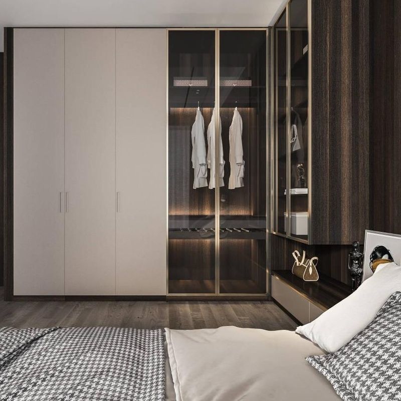 Contemporary Wooden Wardrobe Cabinet for Bedroom Room Furniture Design Style 2D / 3D