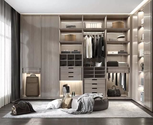 Contemporary Wooden Wardrobe Cabinet for Bedroom Room Furniture Design Style 2D / 3D
