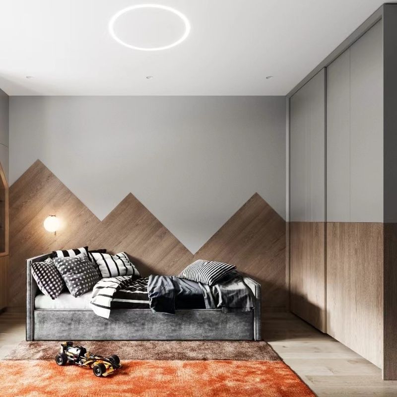 Bedroom Furniture Sliding Door Wardrobes in Wood Style with Eased Edge Metal Cabinets