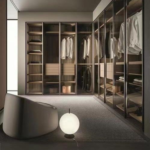 Contemporary Design Style YALIG Veneer Modern Corner Wardrobes for Bedroom Furniture