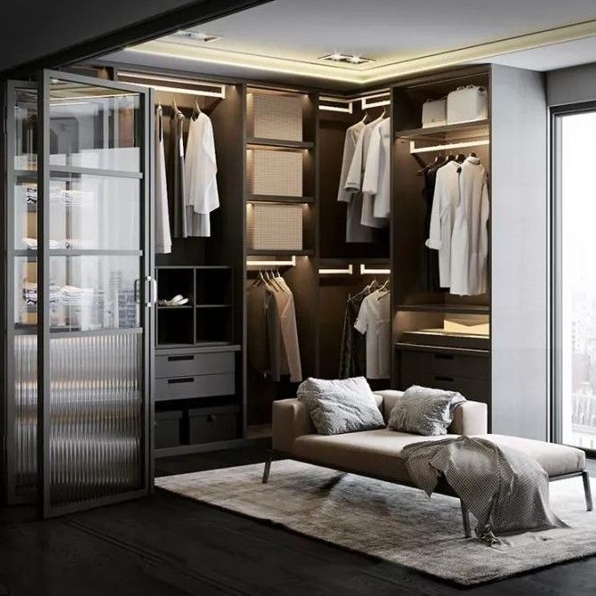 PANEL Wood Style YALIG Big Corner Open Wardrobe Cabinet for Contemporary Design Style