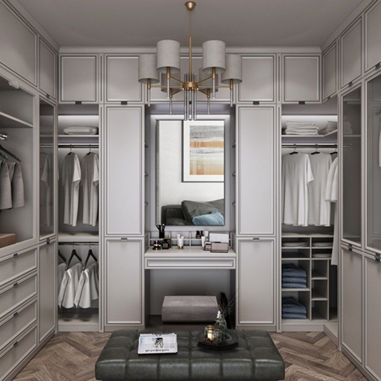 Modern Bedroom Furniture Wooden Wardrobe Closet with Sliding Mirror and NO Folded Style