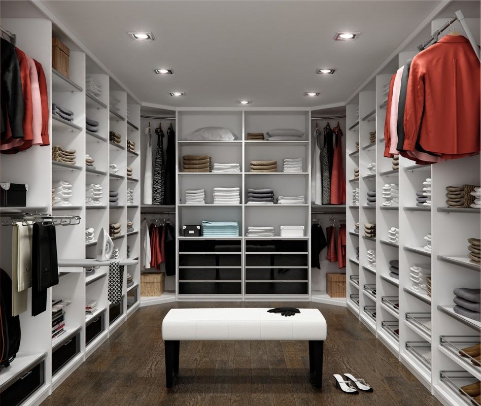 NO Folded Modern Wooden Walk In Wardrobe Closet with Custom Melamine Storage Design